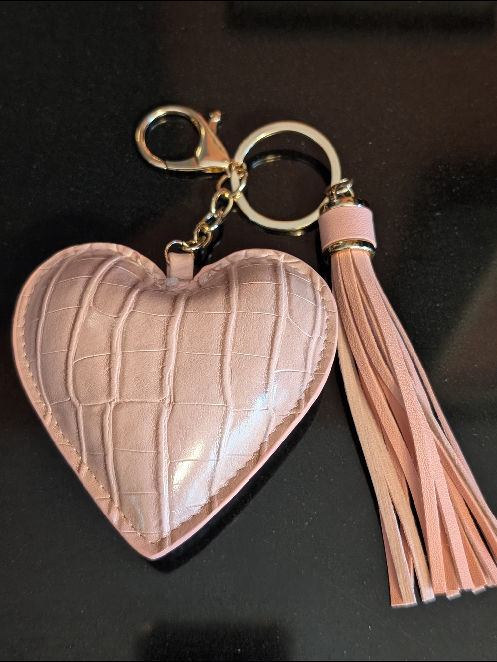 Two Pink Heart Tassel Keychain Bag Charms- Women Accessories - Picture 2 of 7